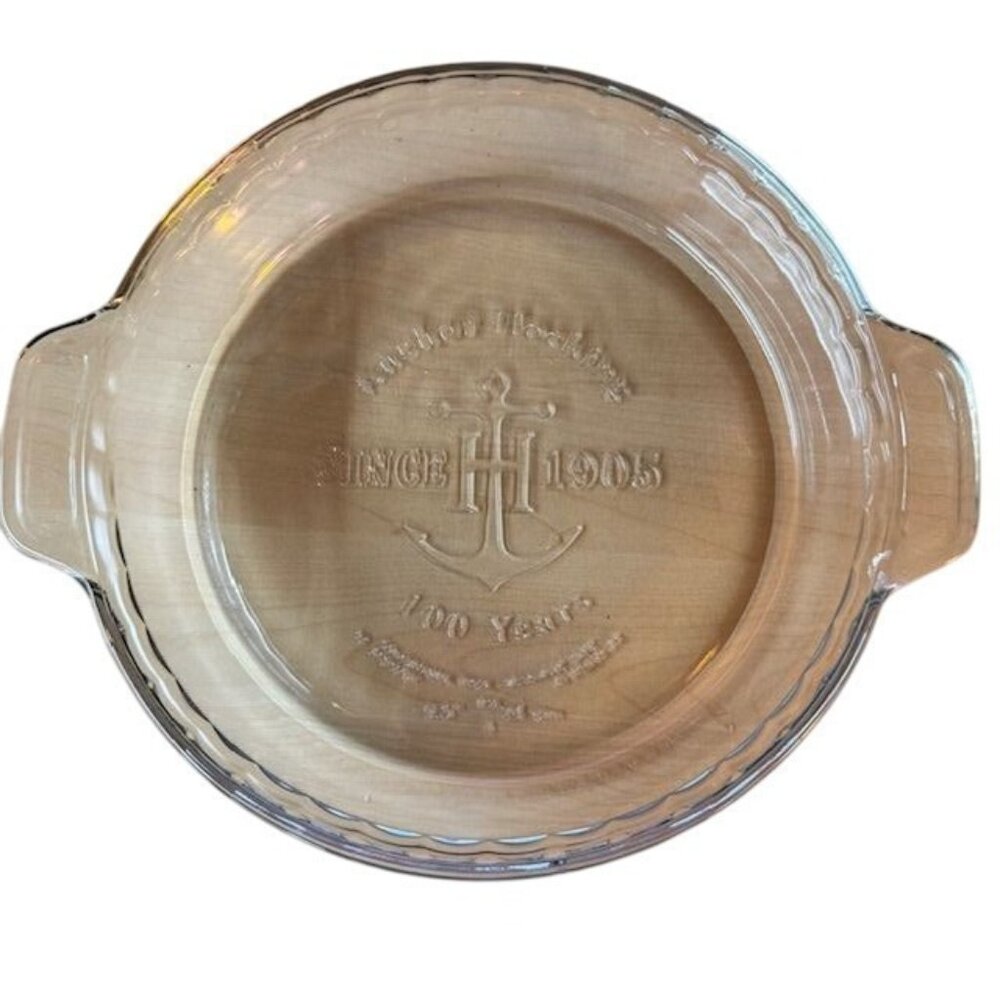 Anchor Hocking 100 Year Anniversary Pie Plate 9" Clear Glass Baking Dish 2 in se